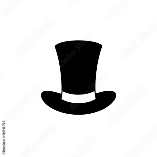 Elegant Black Silhouette Top Hat Side View Classic Fashion Accessory Graphic