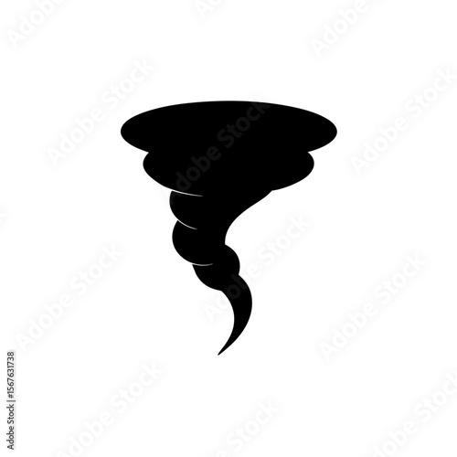 Dramatic Black Silhouette Tornado Side View Natural Disaster Weather Icon