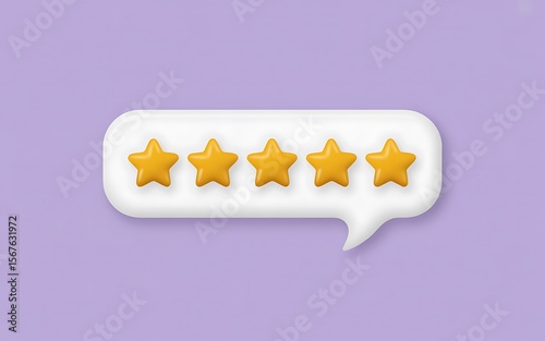 Five Star Rating 3D Render of Excellent Service Feedback