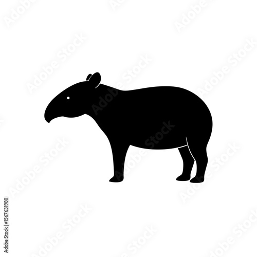 Unique Tapir Silhouette Using Snout Wild Animal Nature Wildlife Design