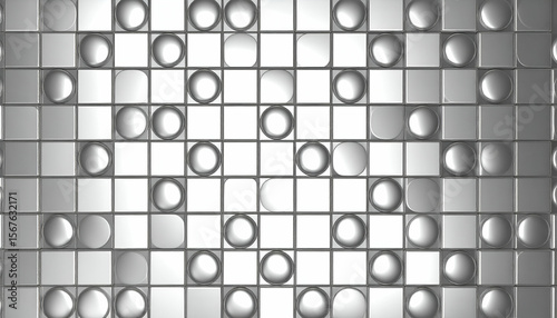 Silver Cubes Circles Pattern Texture.