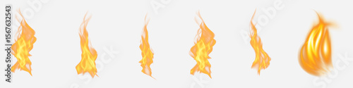 Transparent background fiery flame elements: dynamic collection of realistic and abstract fire for visual effects