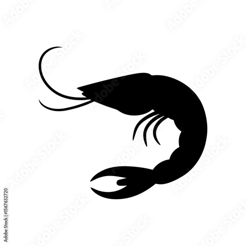 Delicious Shrimp Seafood Silhouette Art for Marine Life and Food Themes