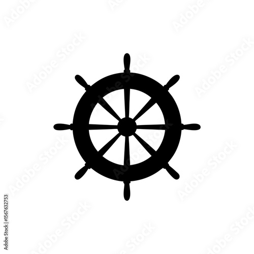 Vibrant Ship Wheel Silhouette for Nautical and Sailing Adventure Graphics