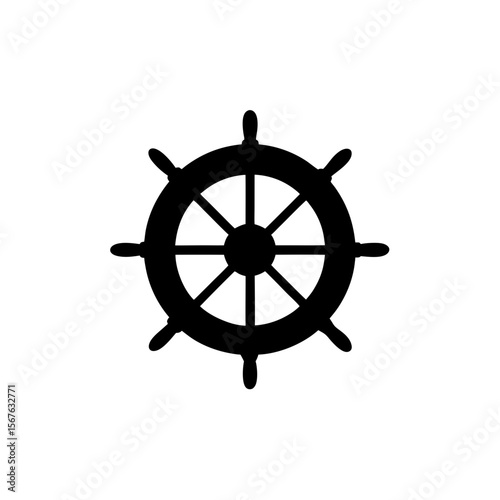 Classic Ship Wheel Silhouette Design for Nautical and Maritime Themes