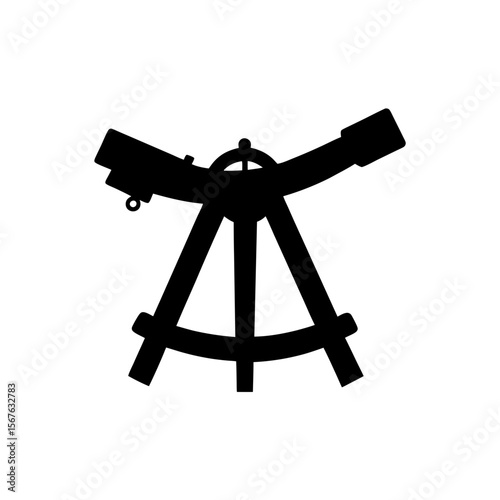 Historic Sextant Navigation Tool Silhouette for Maritime and Exploration