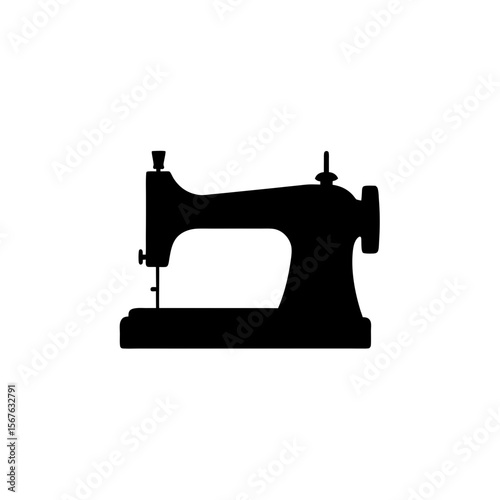 Classic Sewing Machine Silhouette Ideal for Crafting and Fashion Designs