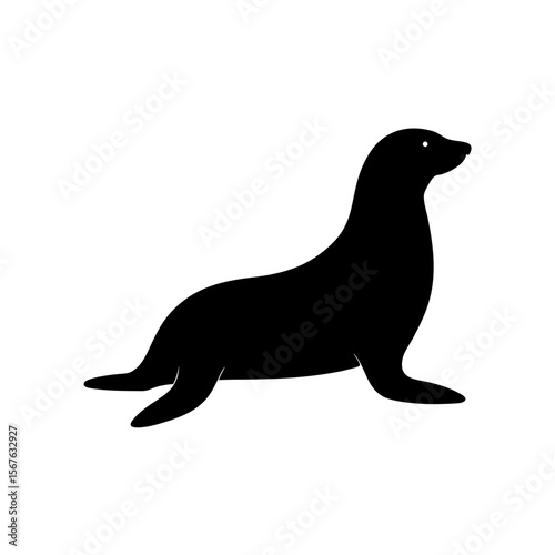 Playful Sea Lion Silhouette Design for Marine Wildlife and Nature Themes