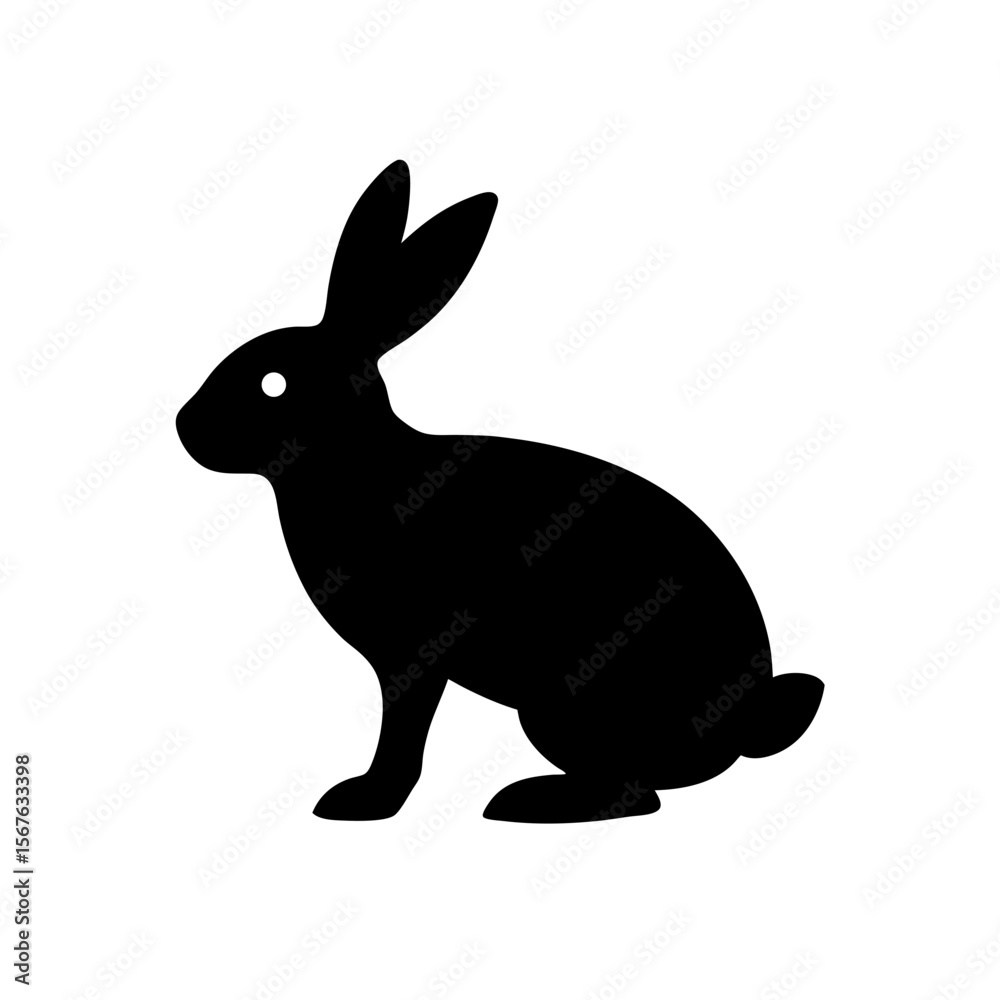 Obraz premium Cute Rabbit Animal Black Silhouette Hopping in a Playful Side View