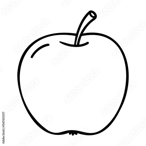 Simple outline of an apple drawing in minimalist style. Vector hand-drawn doodle illustration