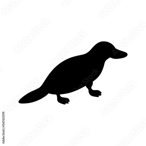 Unique Platypus Animal Black Silhouette Showing its Distinct Side View
