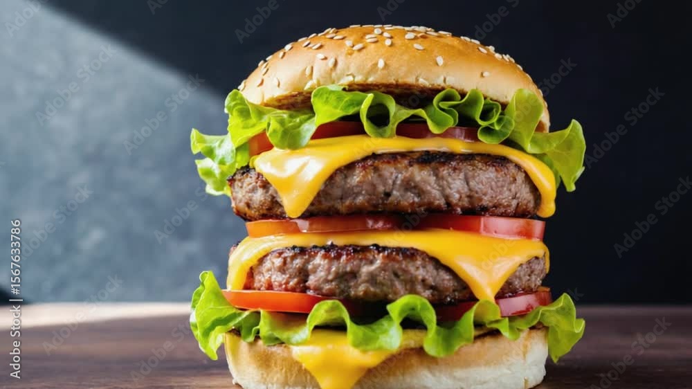 ボリューム満点　ハンバーガー、ファーストフードの定番　ハンバーガー