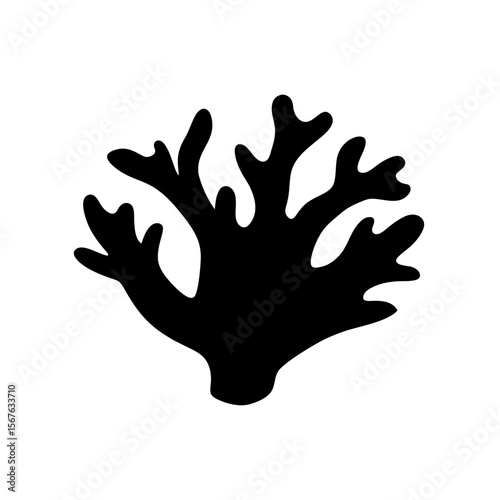 Beautiful Ocean Coral Piece Black Silhouette in a Side Profile View