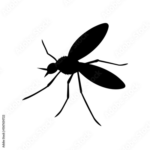 Common Black Silhouette Mosquito Insect for Pest Control and Nature Graphics