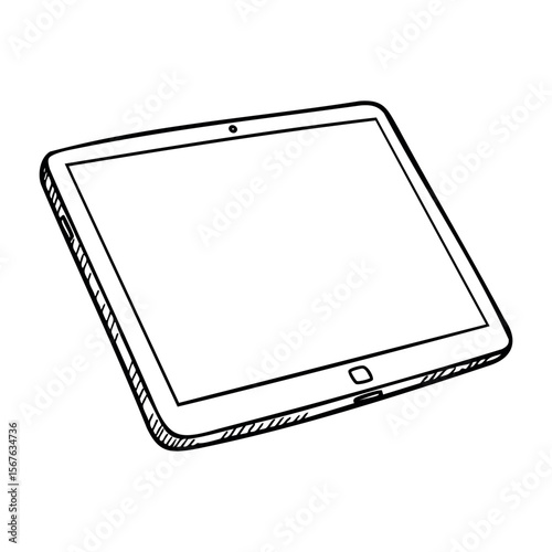 Hand-drawn tablet sketch with detailed lines and minimalist design. Vector hand-drawn doodle illustration