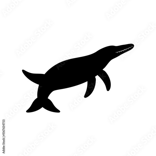 Ancient Black Silhouette Mosasaur Dinosaur for Prehistoric Marine Life