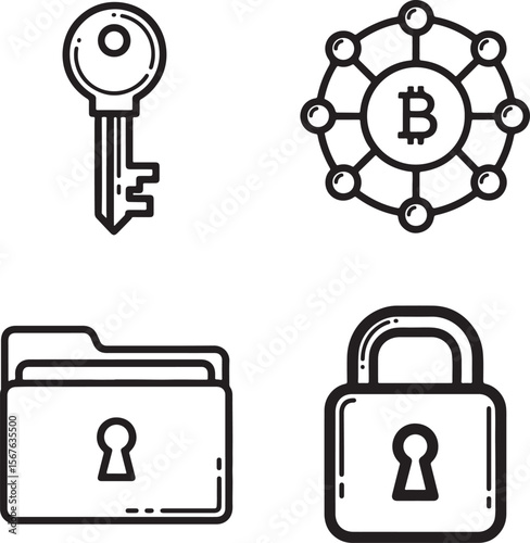 padlock and key symbols for business and internet security