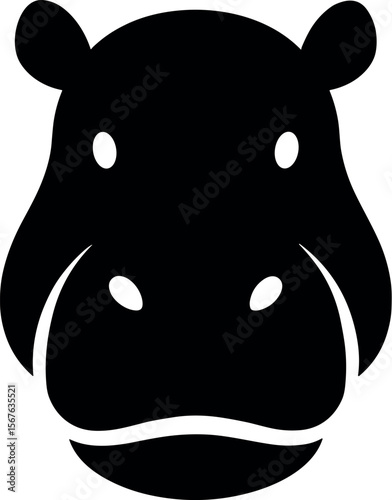 Hippo Head vector black silhouette design
