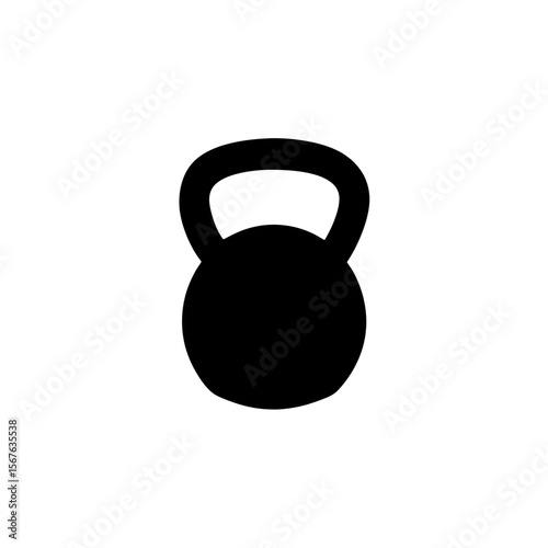 Fitness Kettlebell Silhouette White Background Workout Equipment Vector Graphic
