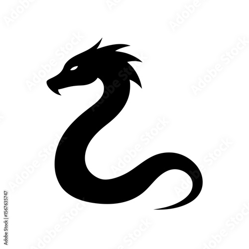 Mythical Hydra Silhouette White Background Legendary Creature Design Vector Graphic