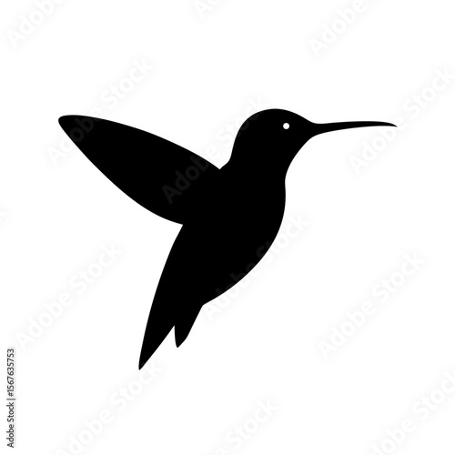Beautiful Hummingbird Silhouette White Background Tiny Bird Vector Graphic Design