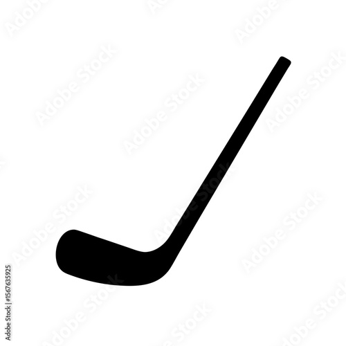 Classic Hockey Stick Silhouette White Background Sport Equipment Vector Graphic