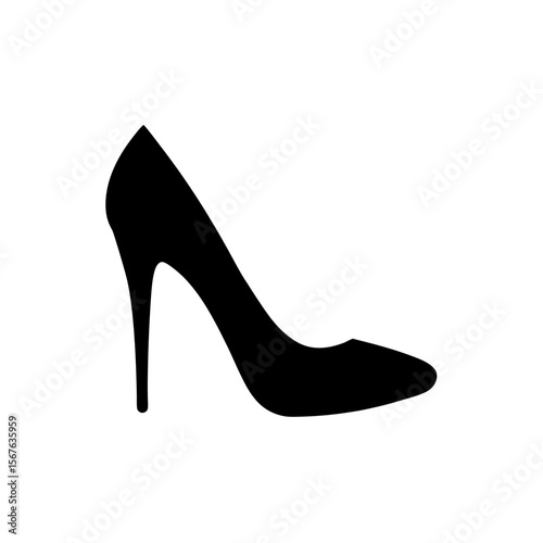 Chic High Heel Shoe Silhouette Fashionable Footwear Design Vector Art Graphic