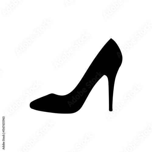 Stylish High Heel Shoe Silhouette Elegant Fashion Footwear Design Vector Graphic