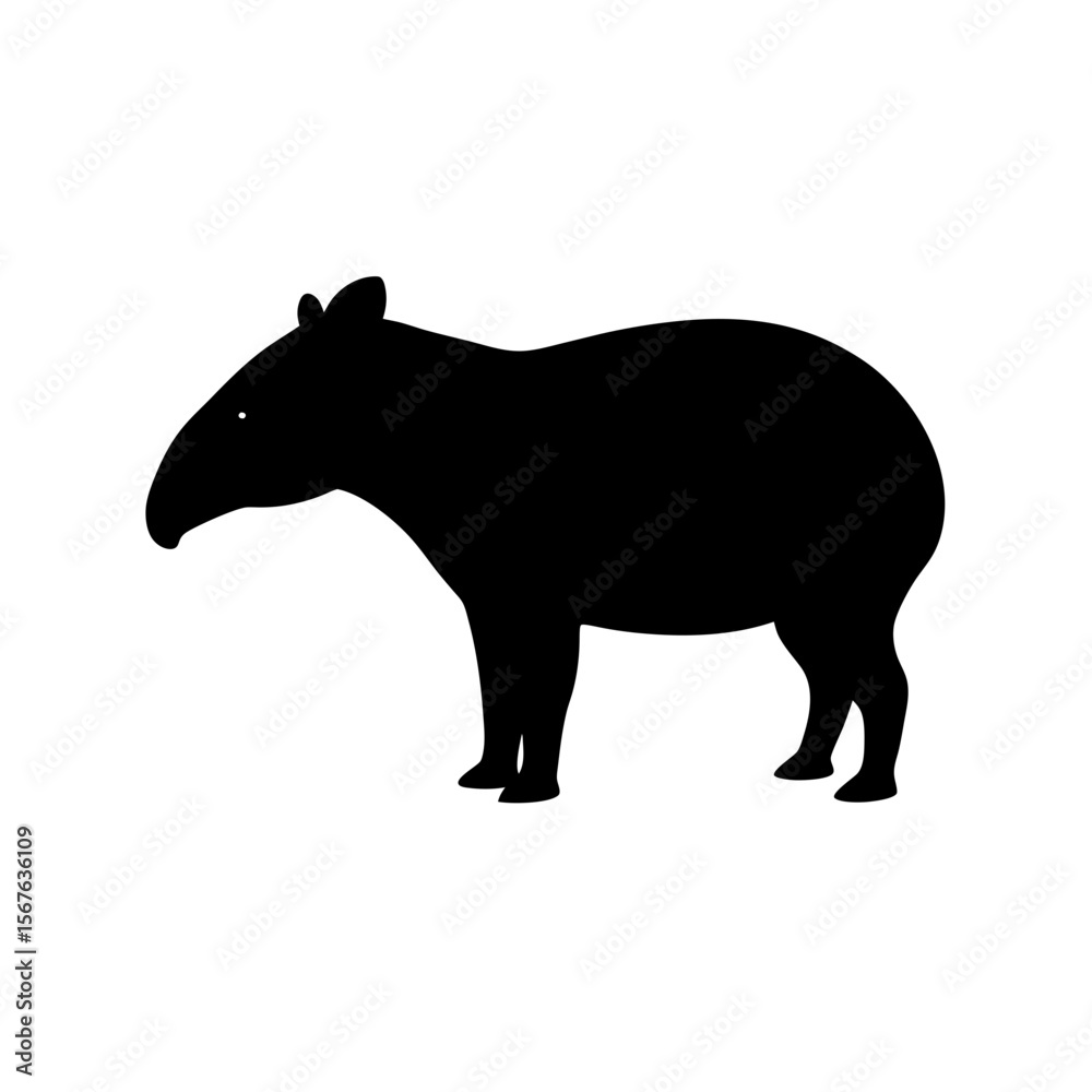 Fototapeta premium Cute Black Silhouette of a Guinea Pig Side View Isolated on a Pure White Background