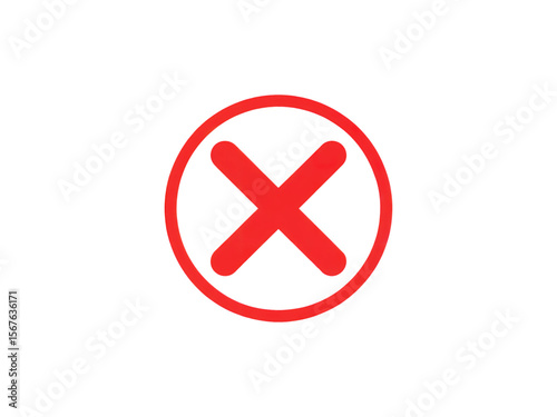 red cross mark in a circle.