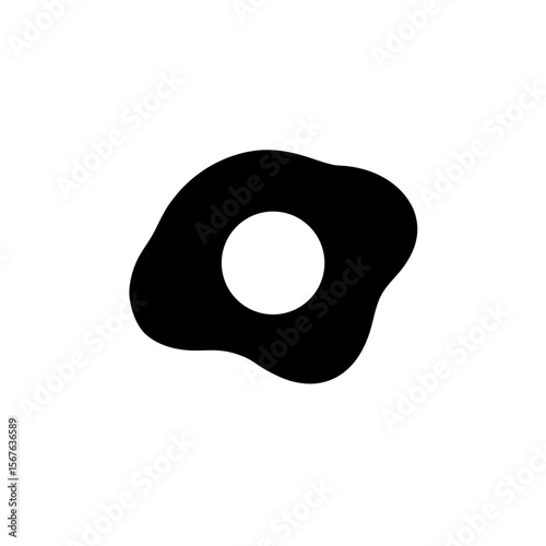 Delicious Black Silhouette of a Fried Egg Side View Isolated on a Clean White Plate