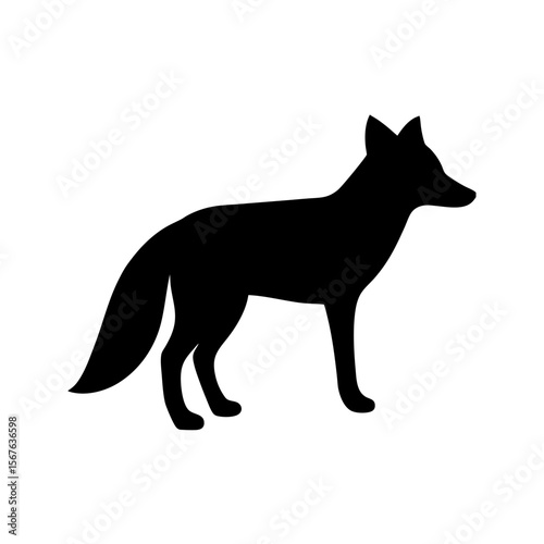 Clever Black Silhouette of a Fox Side View Isolated on a Clean White Background