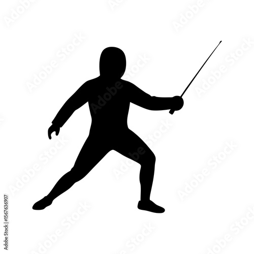 Dynamic Fencer Athlete Silhouette Precision Sport and Martial Art Design