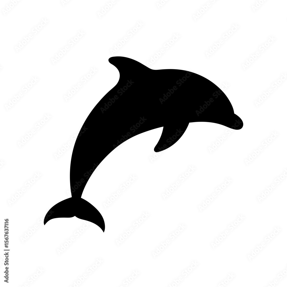 Fototapeta premium Graceful Dolphin Jumping Silhouette Playful Ocean Marine Animal Design