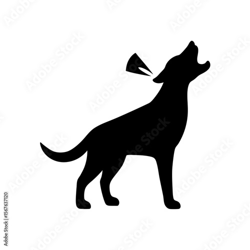 Alert Dog Barking Silhouette Loyal Pet Communication and Protection