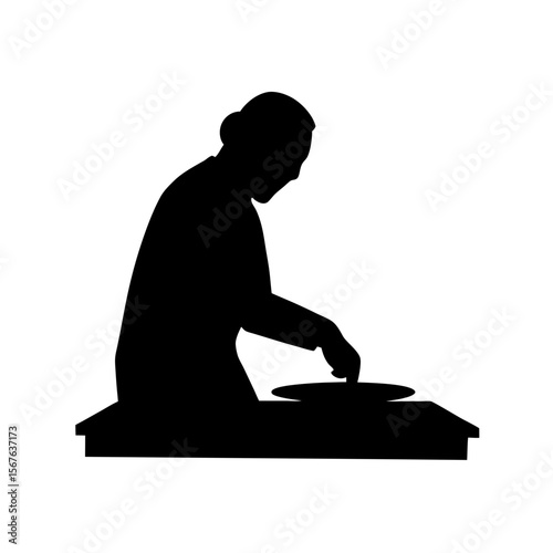 Dynamic DJ at Turntable Silhouette Music Beats and Party Entertainment