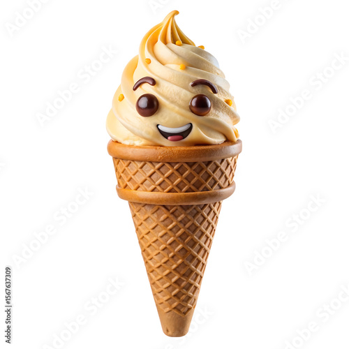 Ice Cream Cone with Emoji Face Scoop
