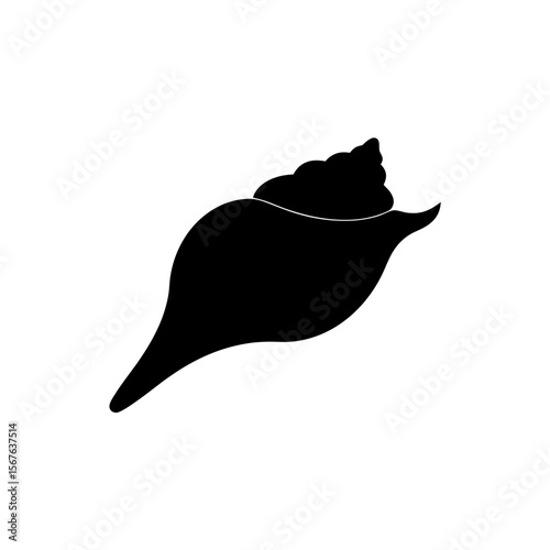 A Conch Shell Silhouette In Side View For A Beach And Ocean Souvenir