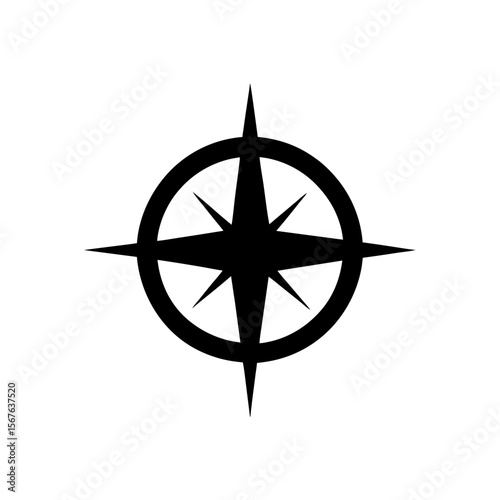 A Simple Compass Silhouette In Side View For Direction And Travel Icon