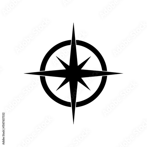 A Magnetic Compass Silhouette In Profile For Navigation And Direction