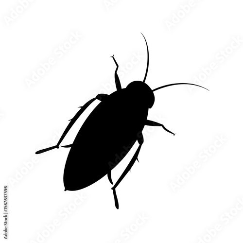 A Cockroach Silhouette In Side View For A Common And Resilient Pest