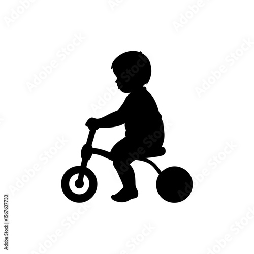 A Child Silhouette On A Tricycle For A Fun And Playful Childhood