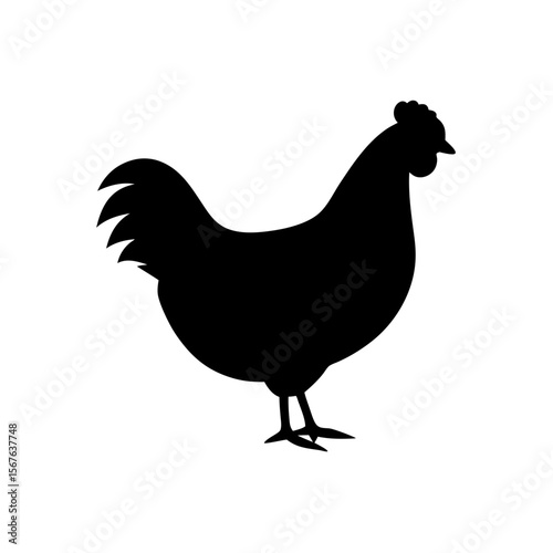 A Simple Chicken Silhouette In Profile For A Farm And Poultry Animal