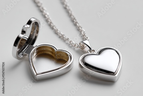 Elegant silver heart-shaped locket with open and closed views on a delicate chain for romantic jewelry and love gift ideas