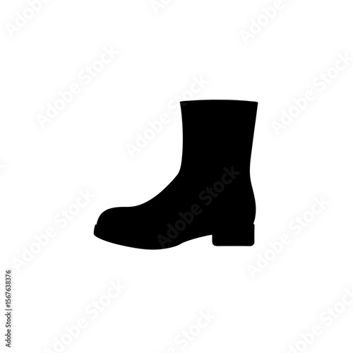 A Sturdy Work Boot Silhouette In Side View For Construction Or Labor