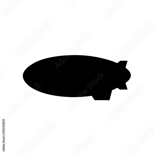 A Classic Blimp Silhouette In Side View For An Airship Or Dirigible