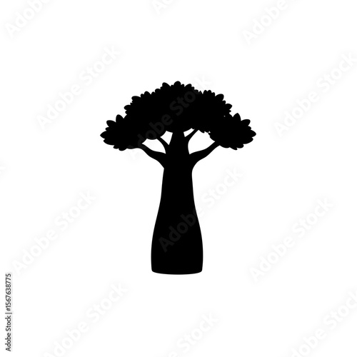Iconic Baobab Tree Silhouette For An African Savanna Or Madagascar Art