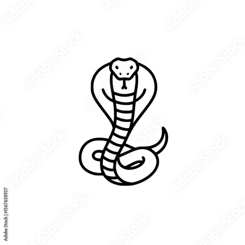 Cobra snake illustration in simple linear vector icon style  