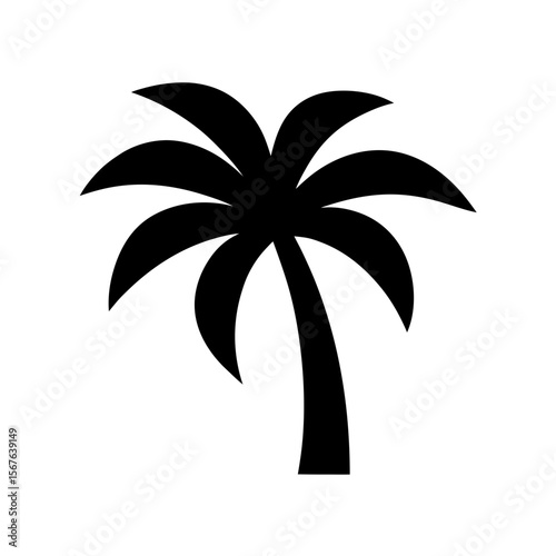 A Single Curved Palm Tree Icon For A Simple And Stylized Beach Look