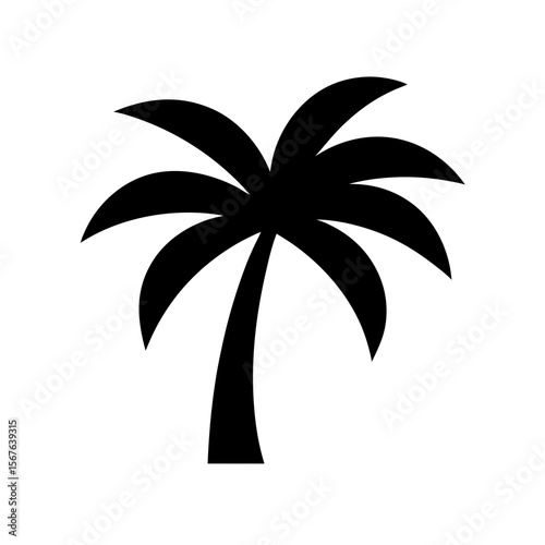 A Short Stout Palm Tree Silhouette For A Simple And Cute Vector Icon